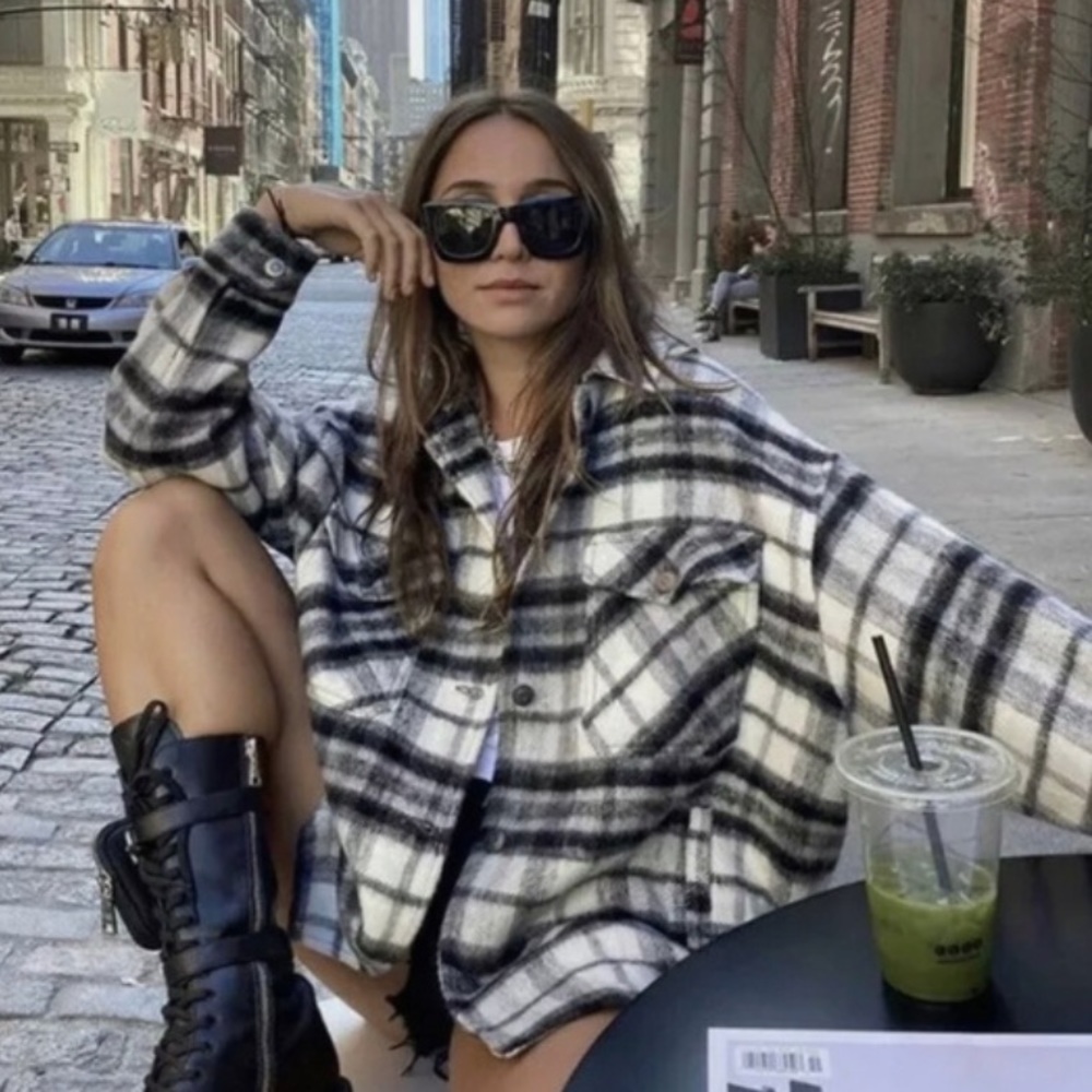 Zara Plaid Shacket - Small